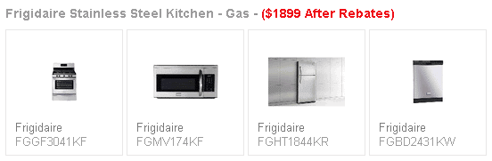 frigidaire kitchen package 1899 52012