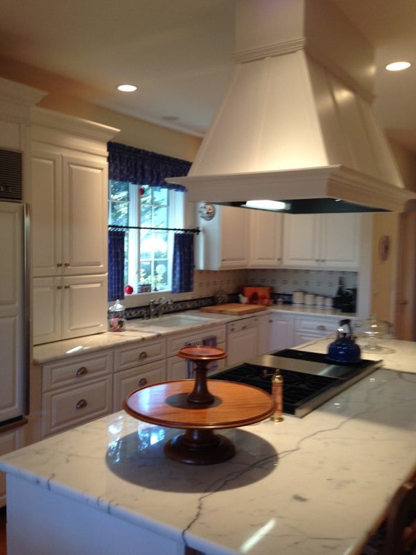 island kitchen with island hood