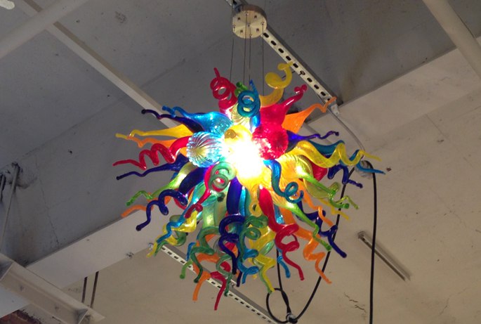 viz art glass chandelier multicolored