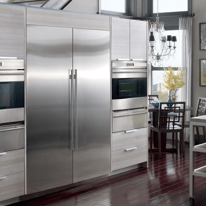 subzero integrated refrigerator columns IC27R installed