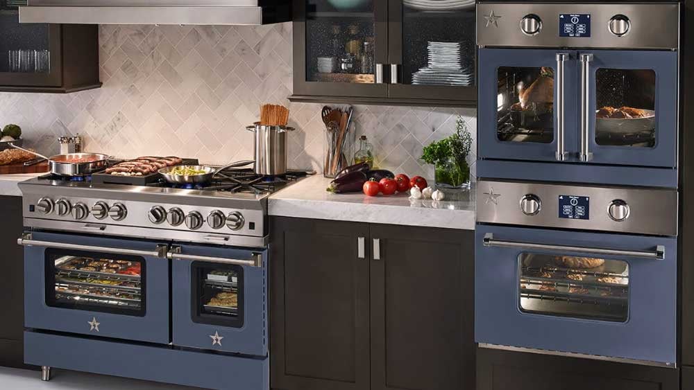 BlueStar-Kitchen-with-Professional-Range-and-French-Door-Wall-Oven-in-Custom-Colors