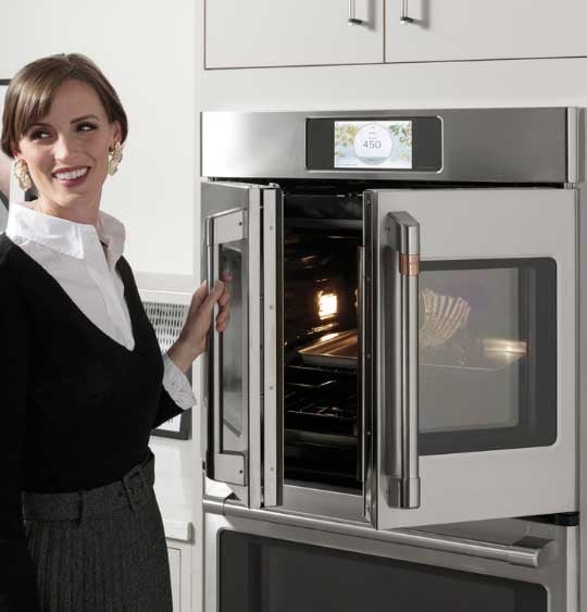 Cafe-Appliances-CTS90FP2NS1-Wall-Oven-Open-Door-installed-in-kitchen