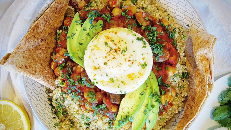 Chickpea-and-Mushroom-Stew-with-Quinoa,-Steamed-Egg,-and-Avocado--Healthy-Steam-Oven-Recipes-Yale-Appliance