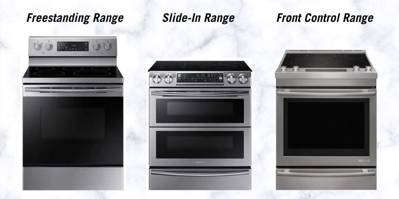 Freestanding, slide-in, and front control ranges