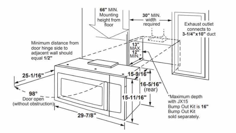 GE-Profile-over-the-range-microwave-diagram-for-installation