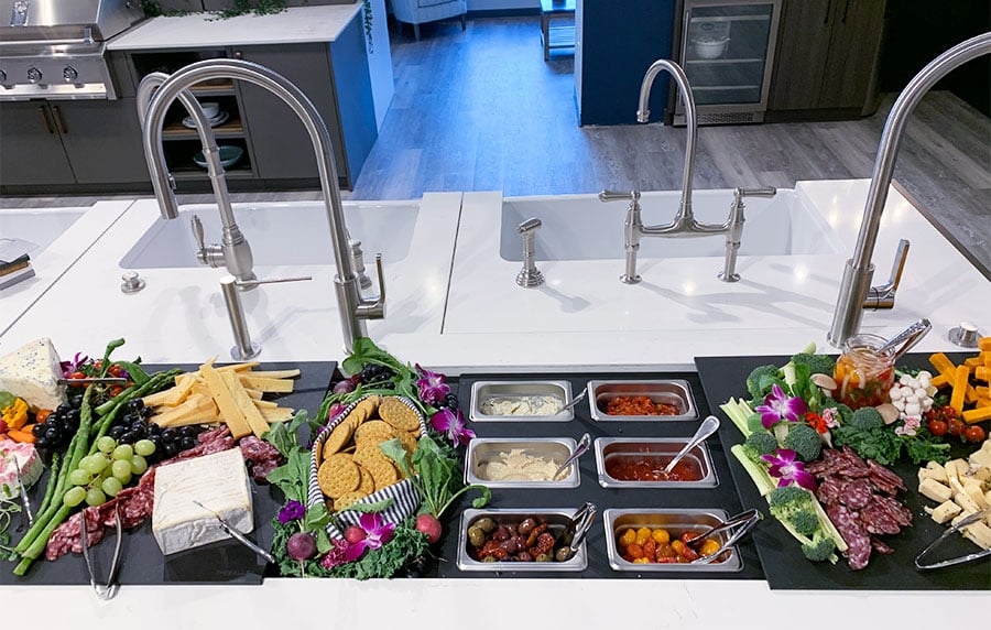 Galley-workstation-at-yale-appliance-in-hanover---setup-for-event