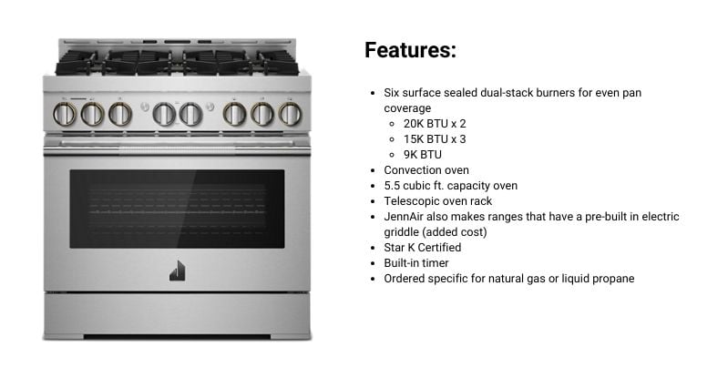 JennAir Rise 36-Inch Professional Gas Range