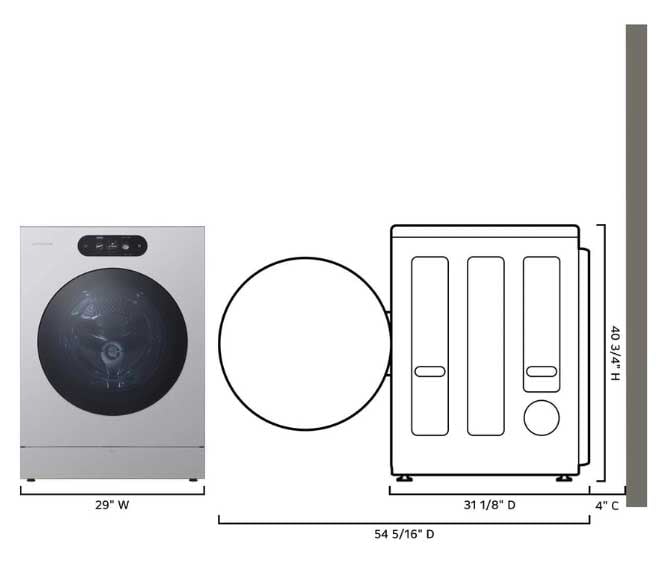 LG-Signature-Large-Front-Load-Washer-WM9900HSA-Depth-and-Install-Measurements