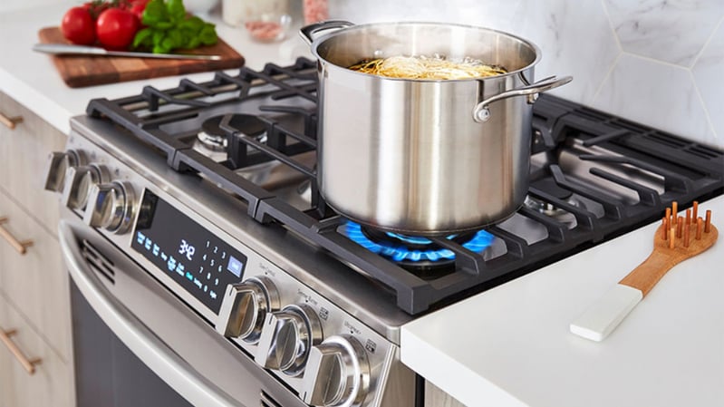 LG-gas-front-control-range-with-red-ring-for-electric-burner