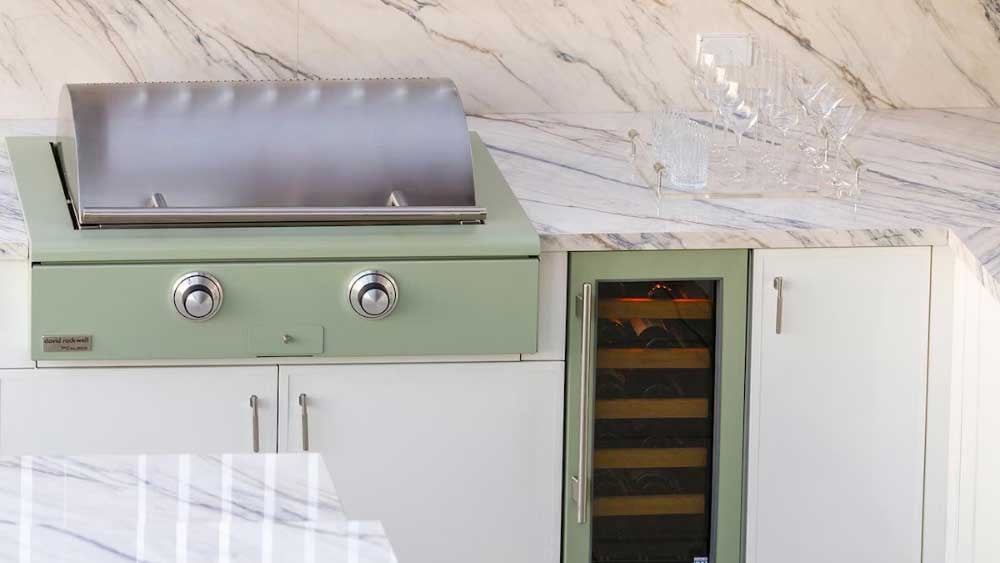 True-Caliber-Outdoor-Built-In-BBQ-Grill-in-Sage-Green-with-Lid-Closed-Outdoor-Kitchen