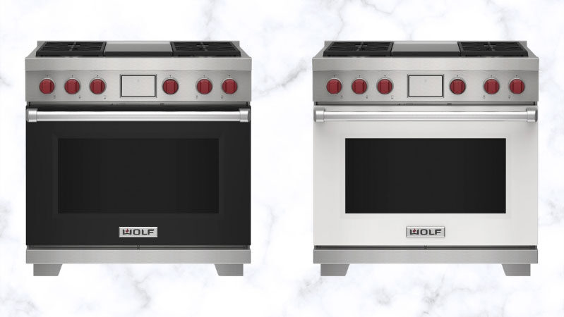 Wolf-36-inch-dual-fuel-range-black-and-white-finish-options
