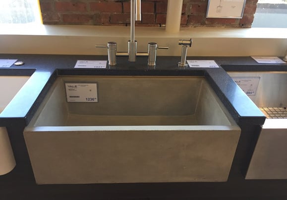 concrete farm sink display Yale Appliance 