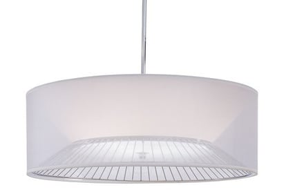 George Kovacs “Bridge” drum pendant in Chrome with translucent silk/Mylar shade George Kovacs “Bridge” drum pendant in Chrome with translucent silk/Mylar shade